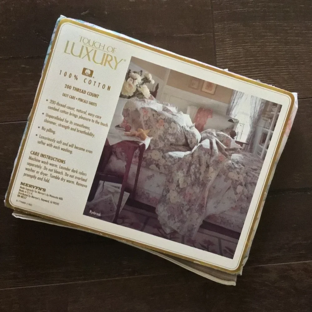 NEW! Touch of Luxury Ryebrook Floral Twin Flat Sheet Shabby Chic Cottagecore